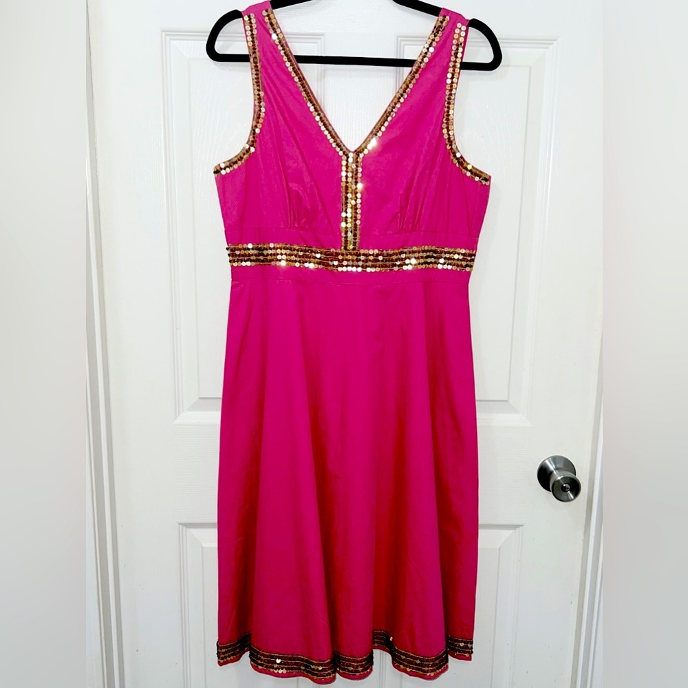 New metro Style Womens Pink Dress 100% Linen Size 10